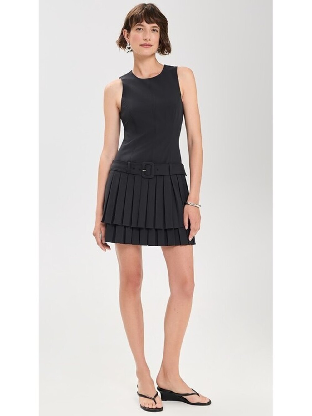 NEW, Cinq A Sept Charolette Sleeveless Belted Minidress in Black Sz 4 #MD2544